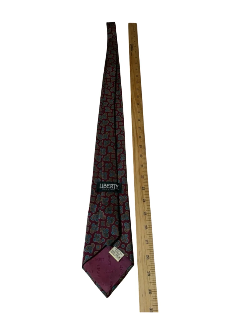 Vintage Liberty of London Mens 100% Silk Tie Burgundy Paisley Made in USA
